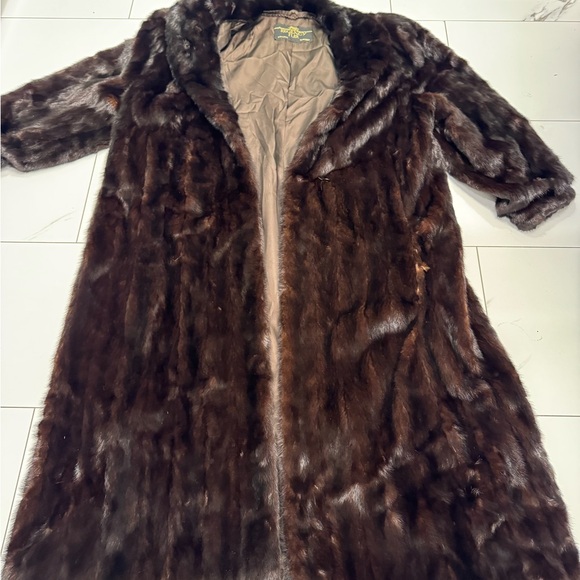 Vintage Women's Long Full CANADA Mink Fur Coat Dark Brown Hollywood Regency - Picture 2 of 10